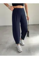 Krep Kumaş Kemersiz Şalvar Kesim Balon Pantolon