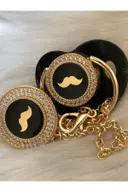 Bıyık Desenli Zirkon Taşlı Emzik Ve Zincir