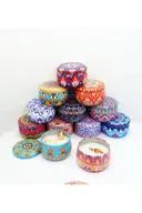 Mandala Desenli Metal Kutuda Büyük Boy Kokulu Mum