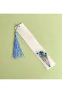 Özel Gerçek Kurutulmuş Çiçekli Beyaz Epoksi Kitap Ayracı