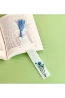 Özel Gerçek Kurutulmuş Çiçekli Beyaz Epoksi Kitap Ayracı