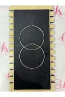 Çelik Büyük Boy Halka Küpe 5cm – Paslanmaz Çelik Silver Renk Günlük Şık Küpe