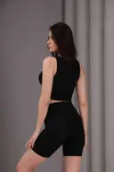 YOGA VE SPOR TAYTLI BÜSTİYER ALT ÜST TAKIM SİYAH (ALO YAZILI)