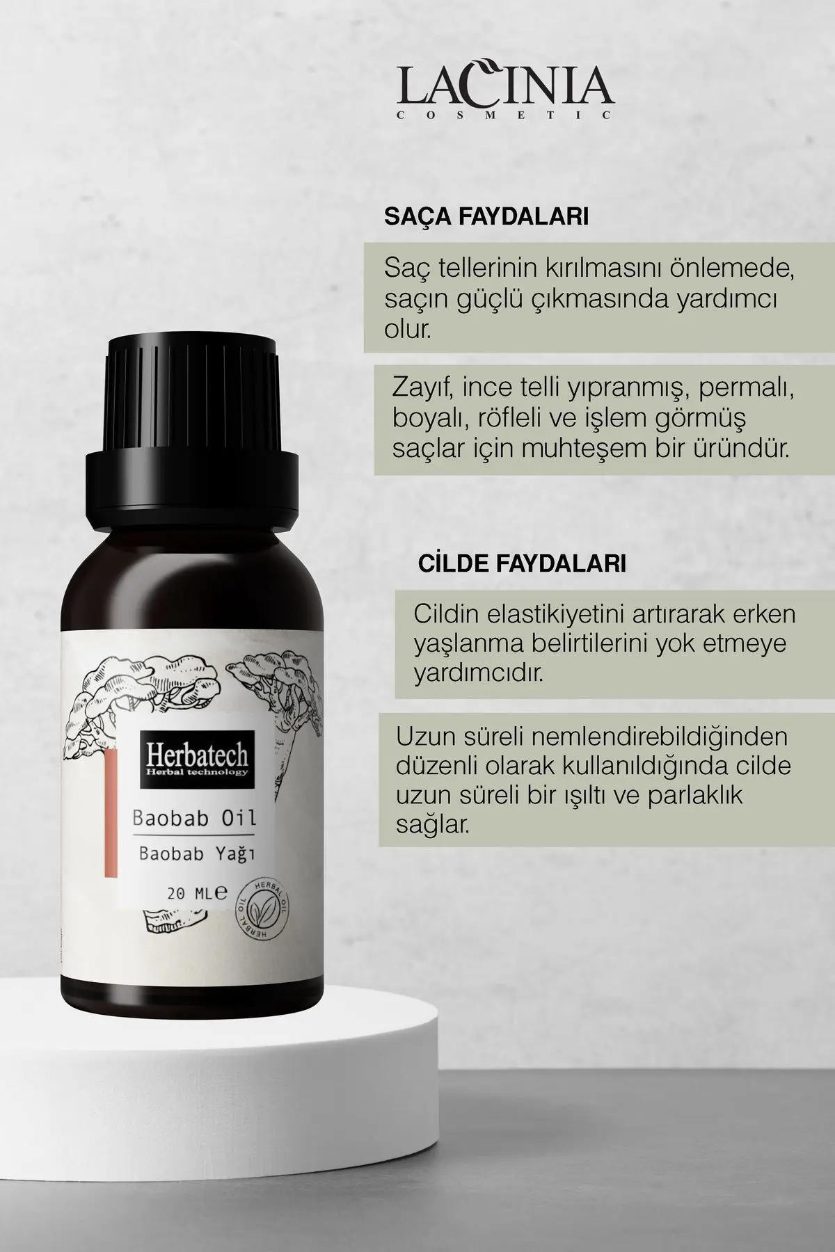 Baobab Yağı 20ml Nemlendirici Yağ Saç Bakımı Cilt Bakımı Etkili