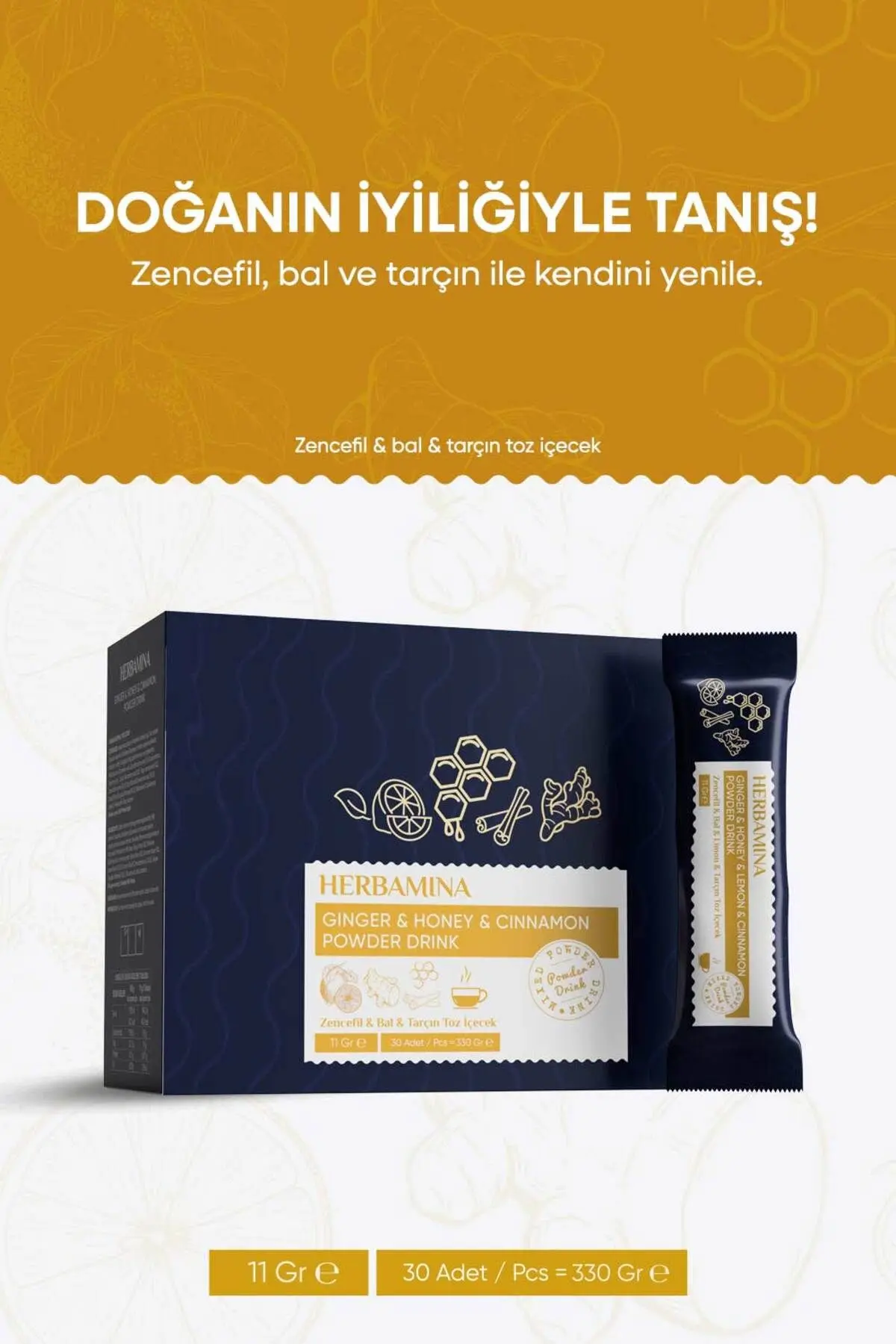 Ginger Drink - Zencefil & Bal & Tarçın Toz İçecek