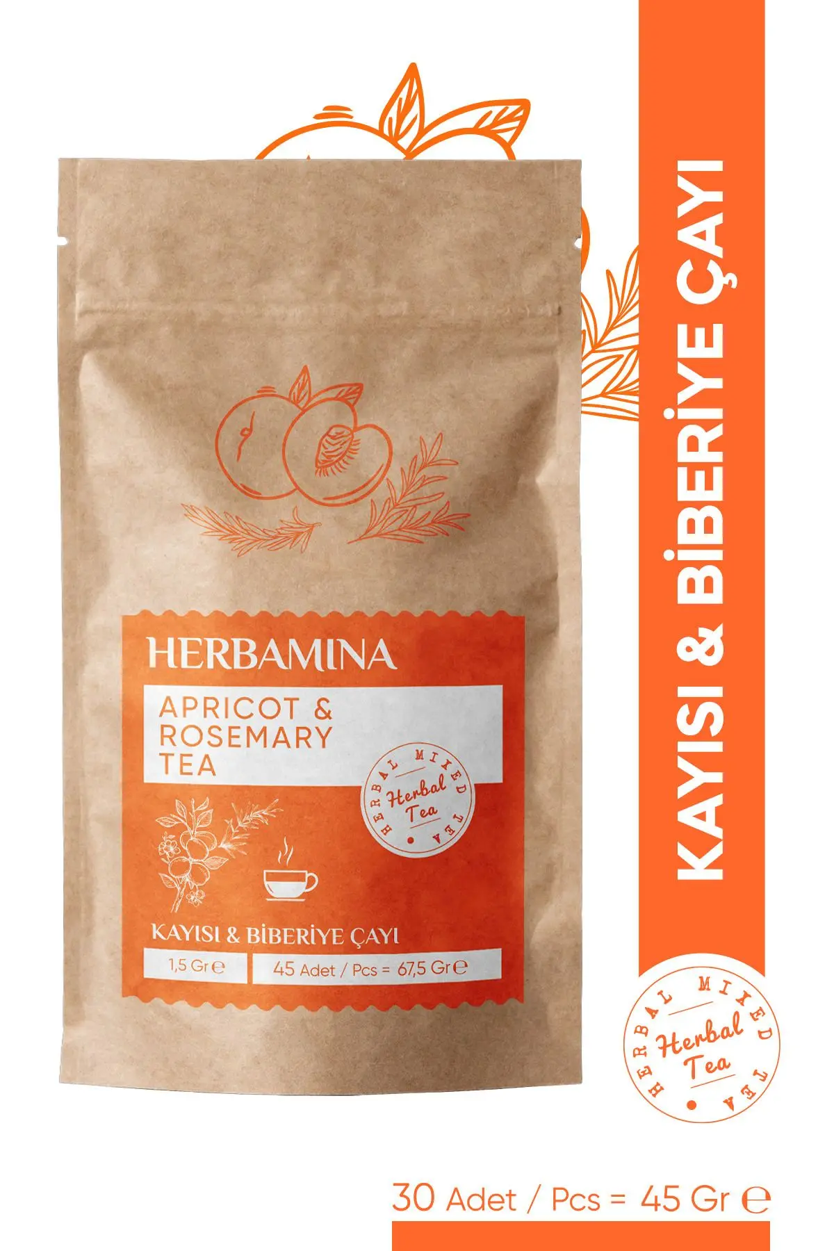 Kayısı & Biberiye Karışık Bitki Çayı (APRİCOT & ROSEMARY TEA) 1,5grx45 Saşet