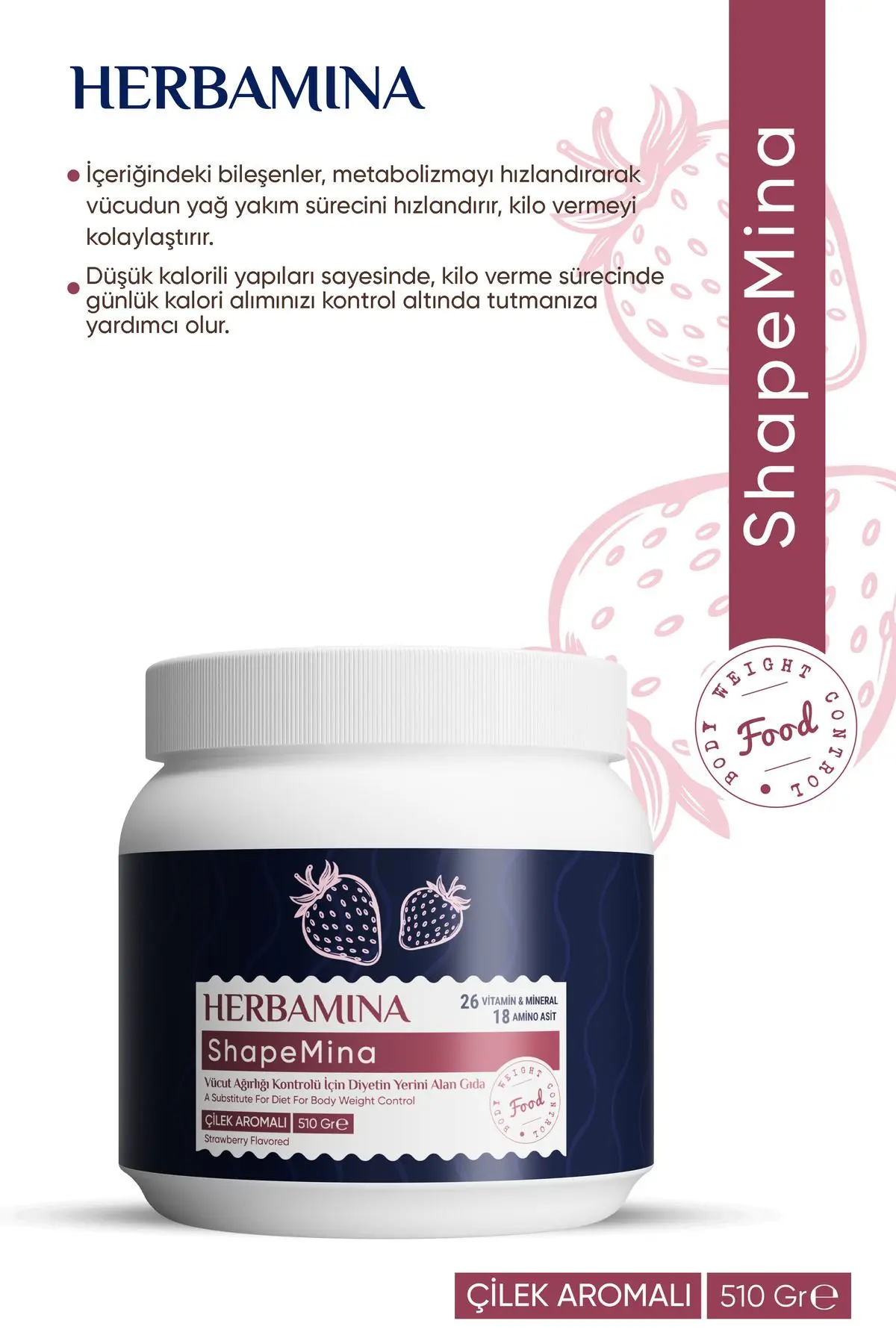 Shapemina Vücut Ağırlığı Kontrolü Için Diyet Yerini Alan Gıda - Çilek Aromalı