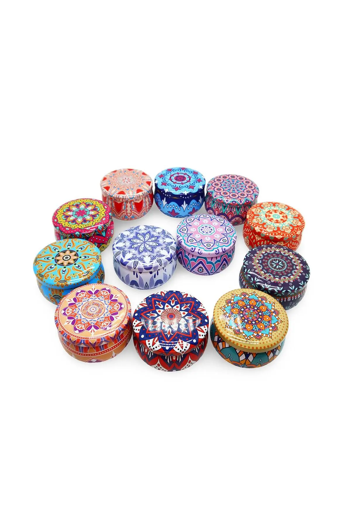 Mandala Desenli Metal Kutuda Büyük Boy Kokulu Mum