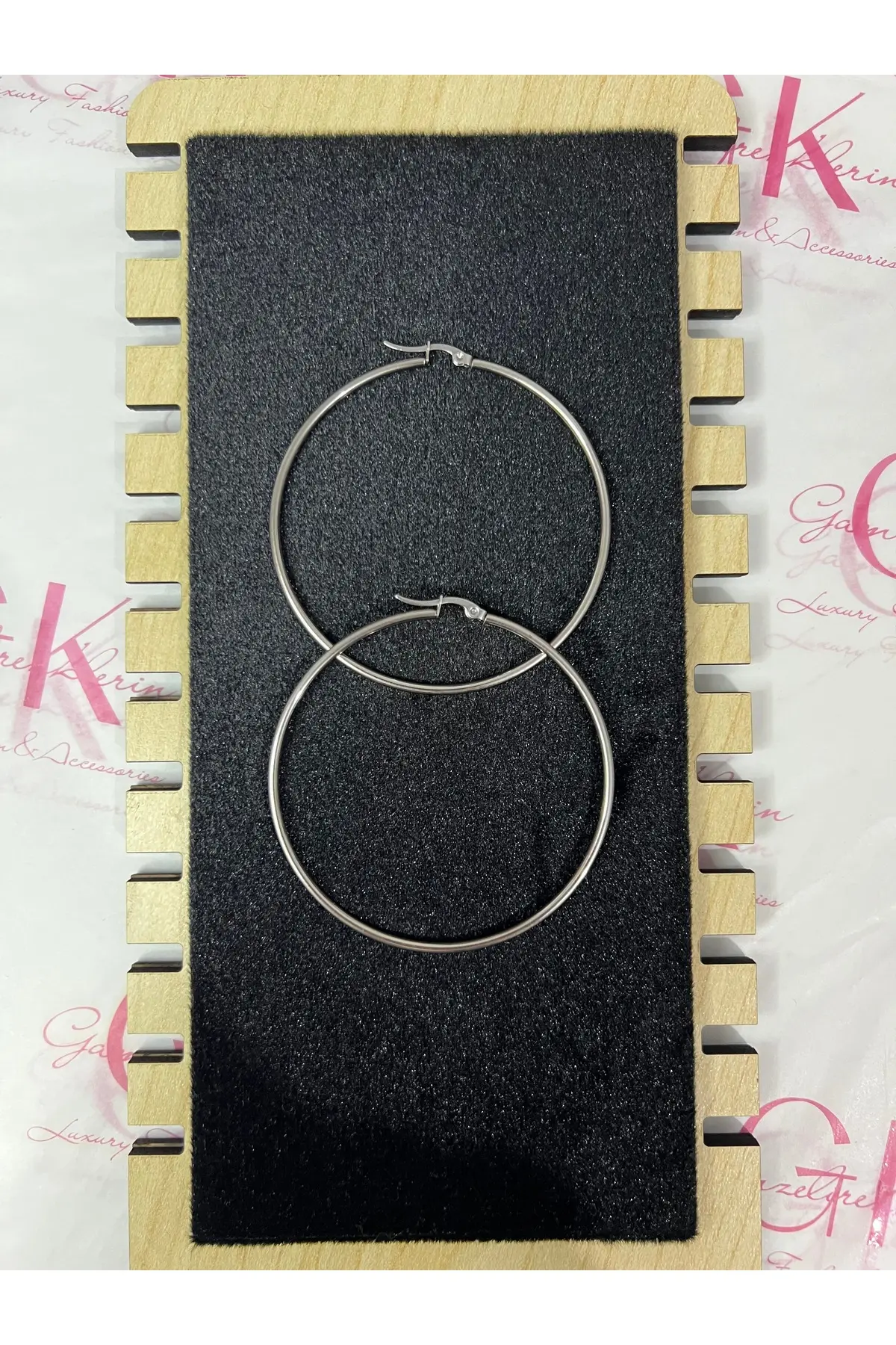 Çelik Büyük Boy Halka Küpe 5cm – Paslanmaz Çelik Silver Renk Günlük Şık Küpe