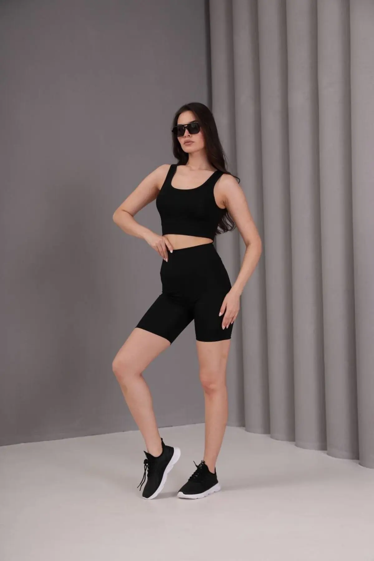 YOGA VE SPOR TAYTLI BÜSTİYER ALT ÜST TAKIM SİYAH (ALO YAZILI)