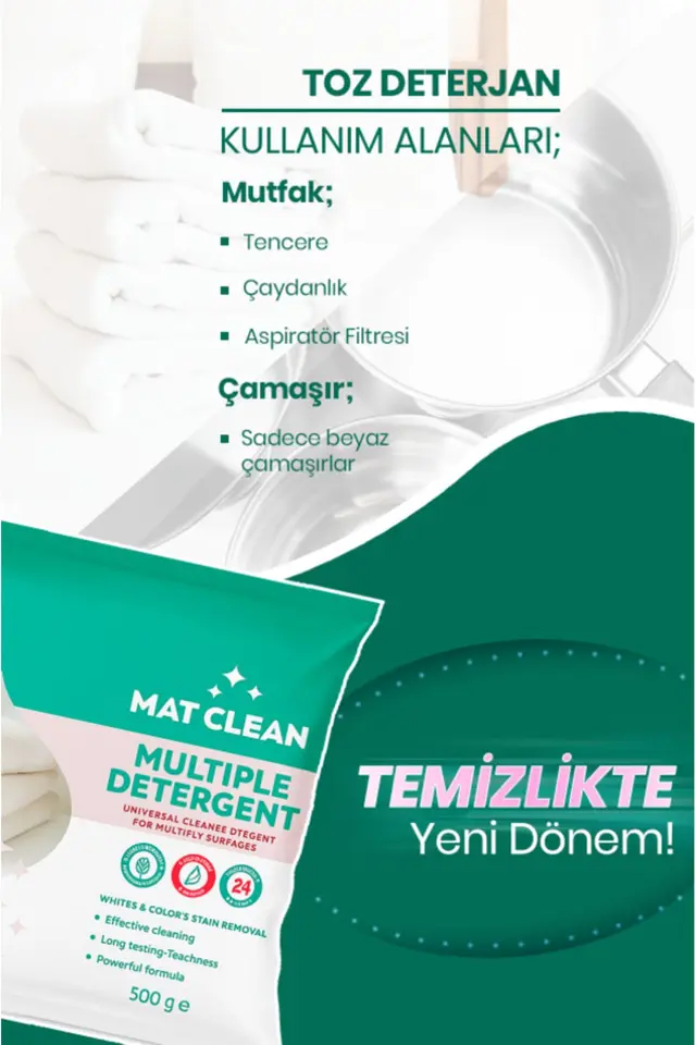 Mutfak ve Çamaşırlar İçin İkisi Bir Arada Toz Deterjan