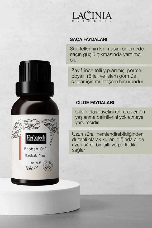 Baobab Yağı 20ml Nemlendirici Yağ Saç Bakımı Cilt Bakımı Etkili