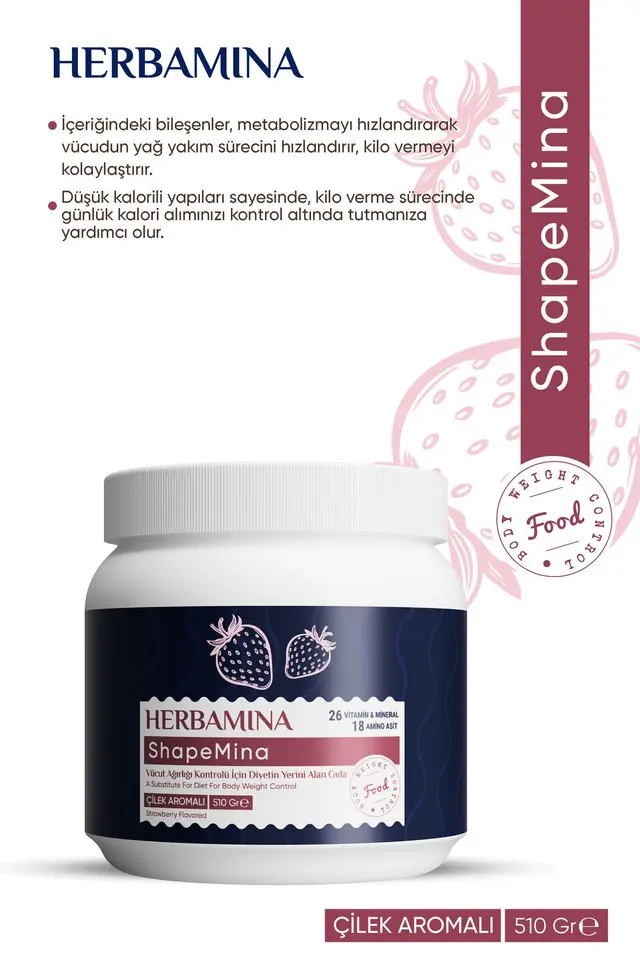 Shapemina Vücut Ağırlığı Kontrolü Için Diyet Yerini Alan Gıda - Çilek Aromalı