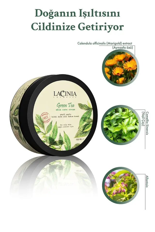 Yeşil Çaylı Bitki Özlü Cilt Bakım Kremi 150 ml El Yüz Ve Vücut Bakımında Kullanıma Uygundur