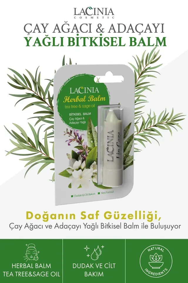 Çay Ağacı & Adaçayı Yağlı Dudak Koruyucu Lip Balm