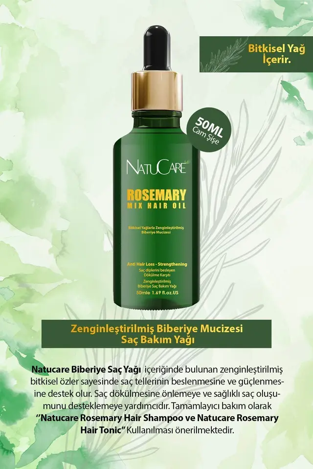 Biberiye Yağı Complexi Saç Dökülmesi Ve Yıpranmış Saçlar Için Hızlı Uzatma Etkili Saç Bakım Yağ 50ml