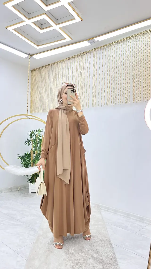 Camel Betül Tesettür Elbise 