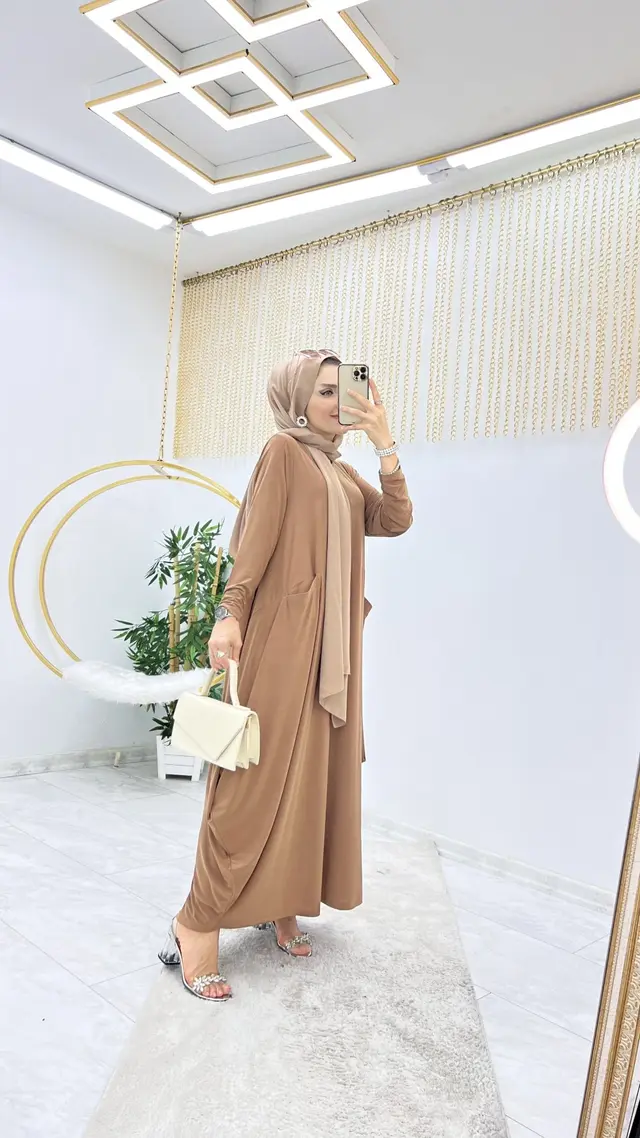 Camel Betül Tesettür Elbise 