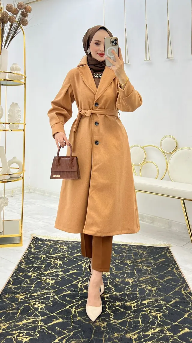 Camel Astarlı Kaşe Tesettür Giyim 
