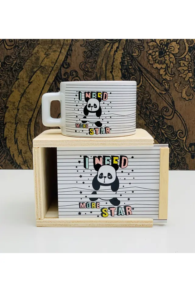 Yıldızlı Panda Tasarımlı Kutulu Kupa