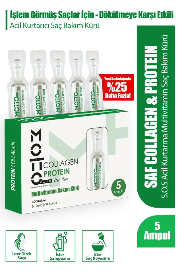 Motto Plus Professional Dökülme Önleyici Şok Bakım & Saç Vitamini 5li Ampul