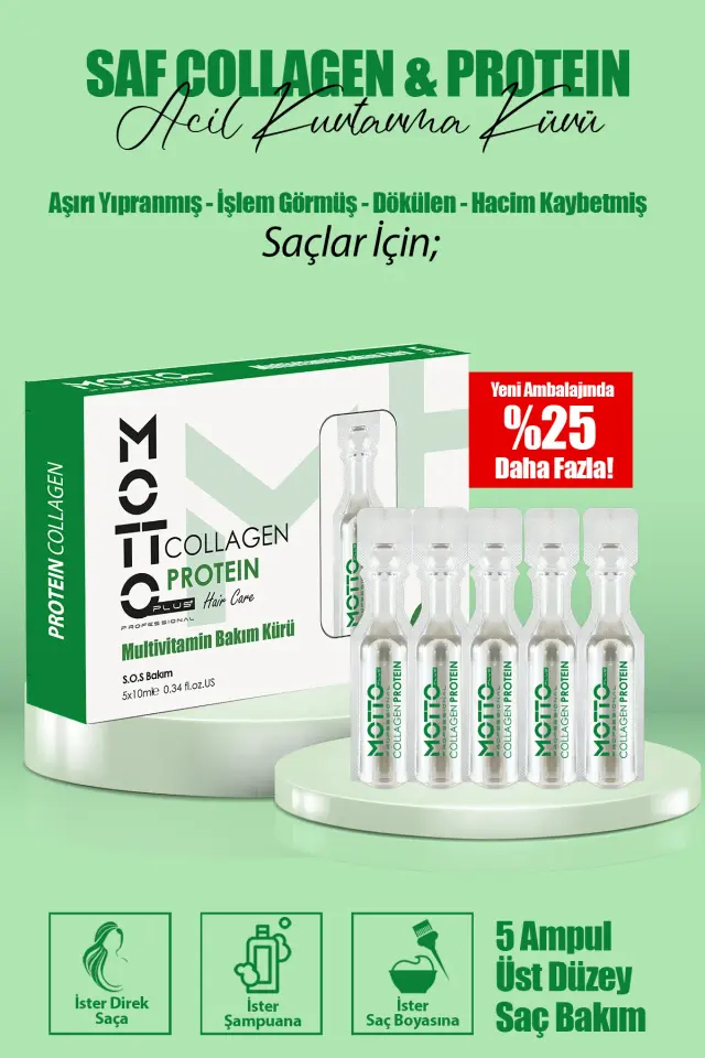 Motto Plus Professional Dökülme Önleyici Şok Bakım & Saç Vitamini 5li Ampul